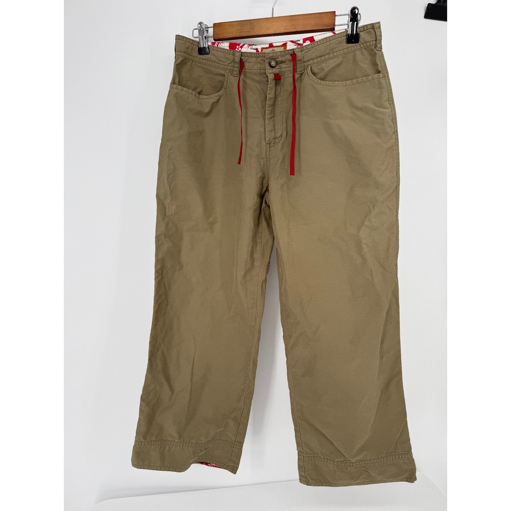 Horny Toad Utility Pants Womens 6 Tan‎ Wide Leg Cropped Cotton Nylon Drawstring